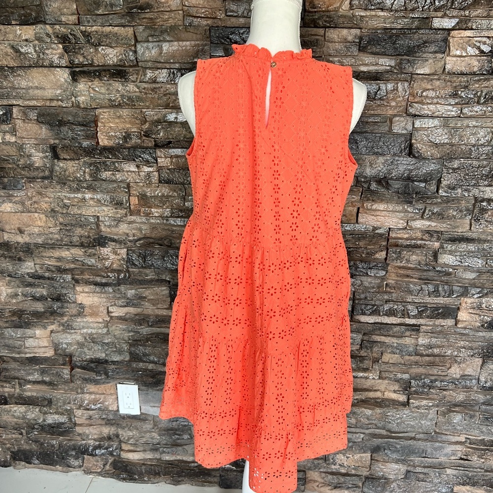 LOFT Coral Eyelet Mini Dress - Picture 6 of 11